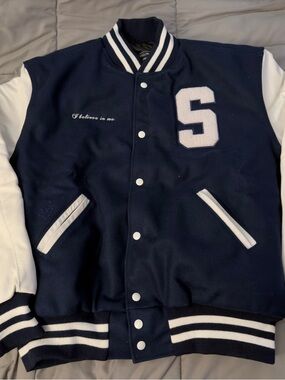 Men's/Women’s Official SZA Navy and White Varsity Jacket with 'S' Patch